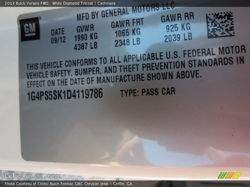 White Diamond Tricoat / Cashmere 2013 Buick Verano FWD