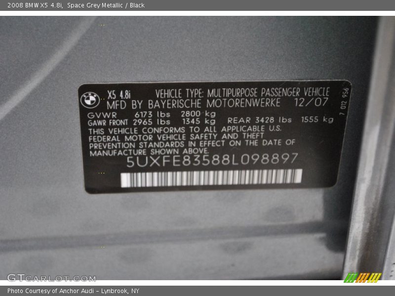 Space Grey Metallic / Black 2008 BMW X5 4.8i