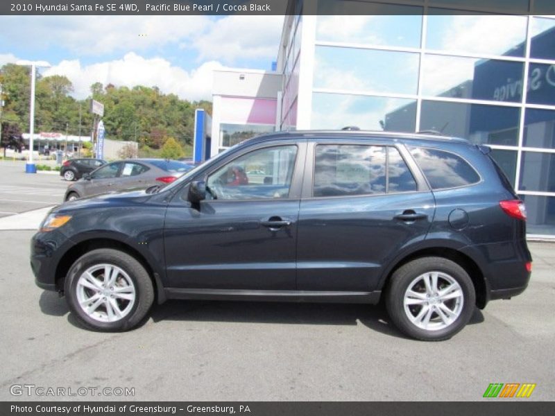 Pacific Blue Pearl / Cocoa Black 2010 Hyundai Santa Fe SE 4WD