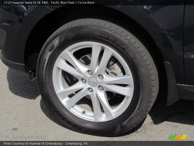Pacific Blue Pearl / Cocoa Black 2010 Hyundai Santa Fe SE 4WD