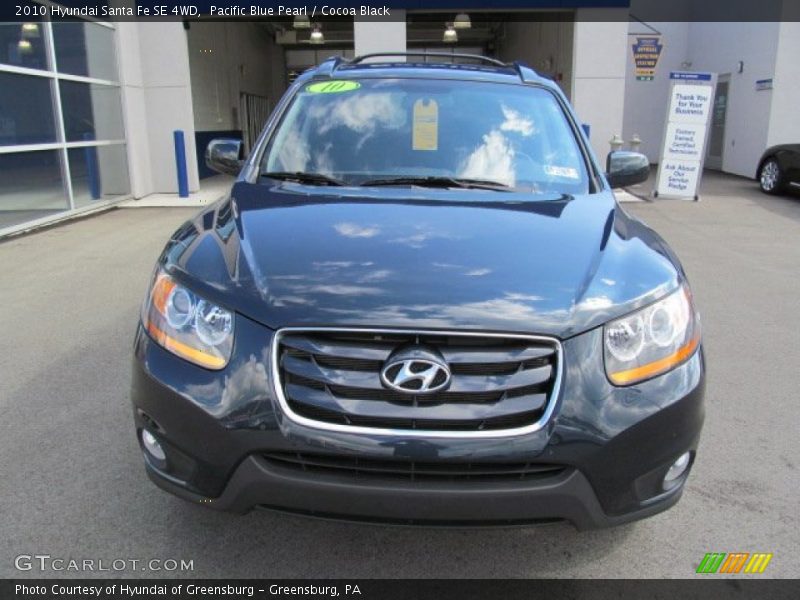 Pacific Blue Pearl / Cocoa Black 2010 Hyundai Santa Fe SE 4WD