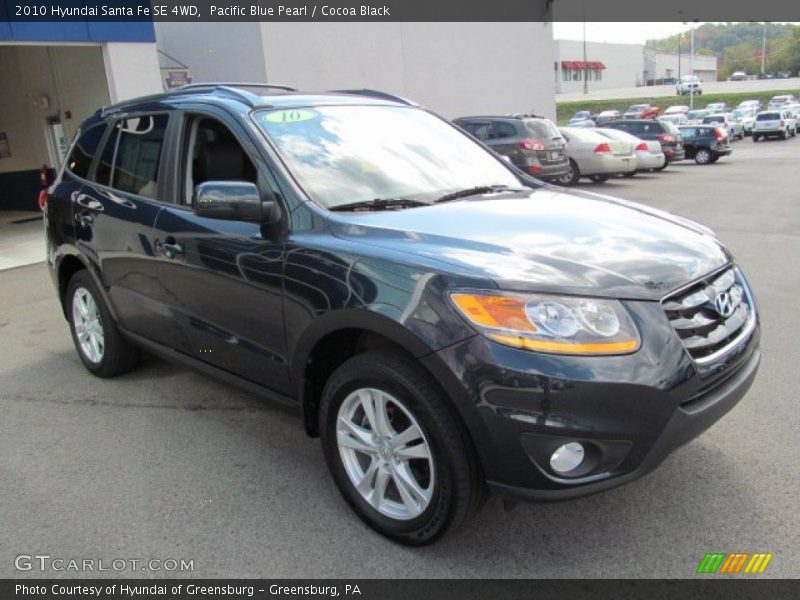 Pacific Blue Pearl / Cocoa Black 2010 Hyundai Santa Fe SE 4WD