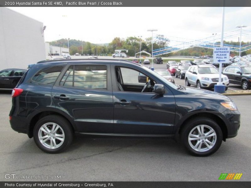 Pacific Blue Pearl / Cocoa Black 2010 Hyundai Santa Fe SE 4WD