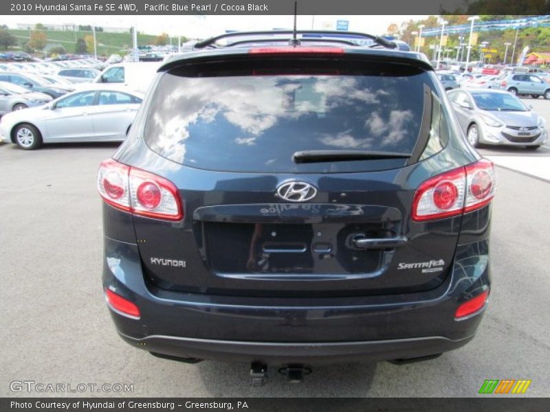 Pacific Blue Pearl / Cocoa Black 2010 Hyundai Santa Fe SE 4WD