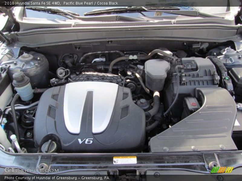 Pacific Blue Pearl / Cocoa Black 2010 Hyundai Santa Fe SE 4WD