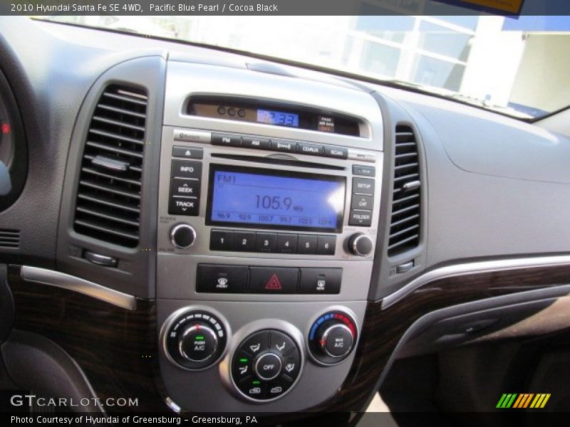 Pacific Blue Pearl / Cocoa Black 2010 Hyundai Santa Fe SE 4WD