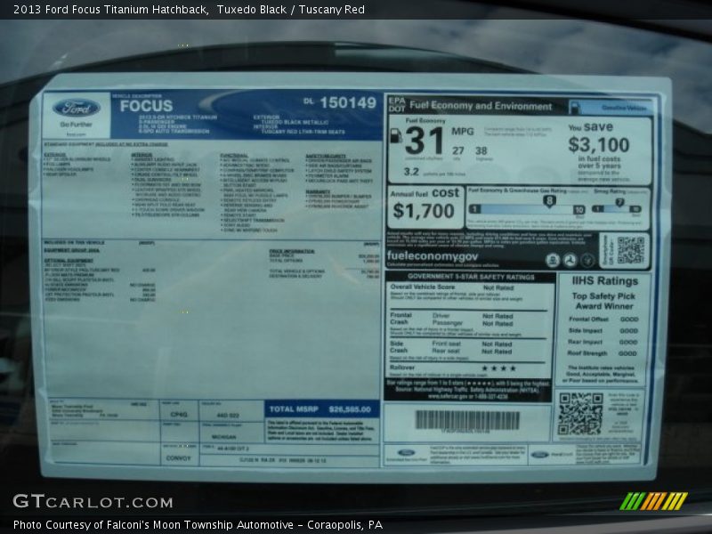  2013 Focus Titanium Hatchback Window Sticker