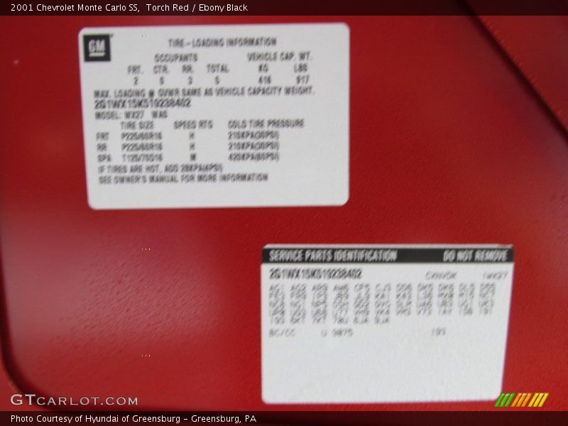 Torch Red / Ebony Black 2001 Chevrolet Monte Carlo SS