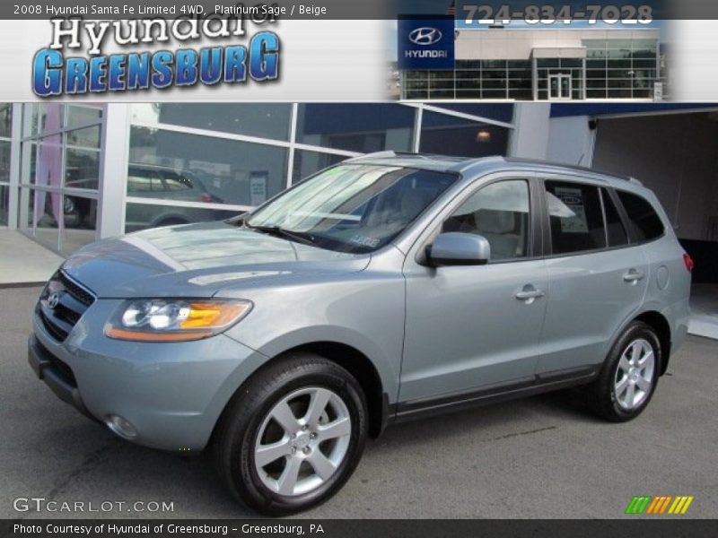 Platinum Sage / Beige 2008 Hyundai Santa Fe Limited 4WD