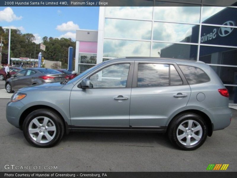 Platinum Sage / Beige 2008 Hyundai Santa Fe Limited 4WD