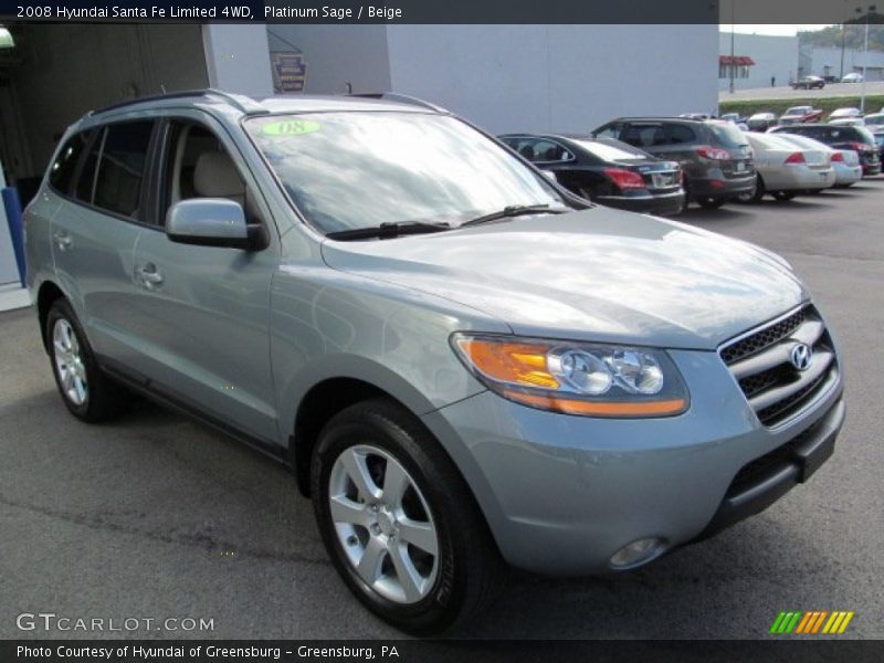 Platinum Sage / Beige 2008 Hyundai Santa Fe Limited 4WD
