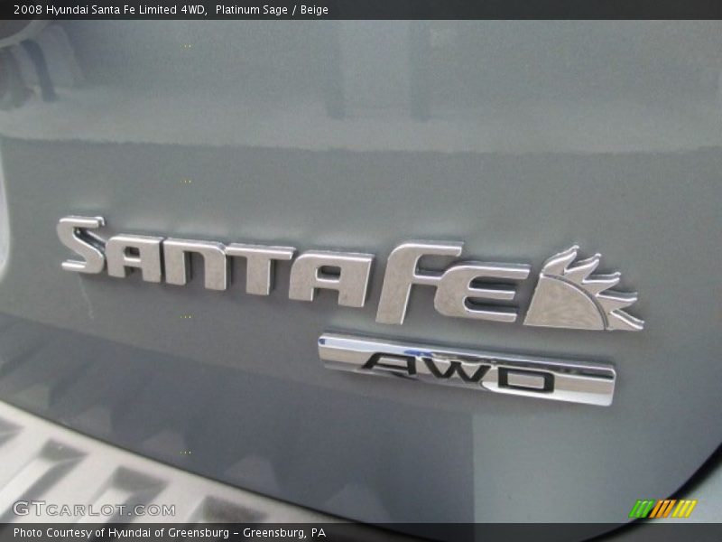 Platinum Sage / Beige 2008 Hyundai Santa Fe Limited 4WD