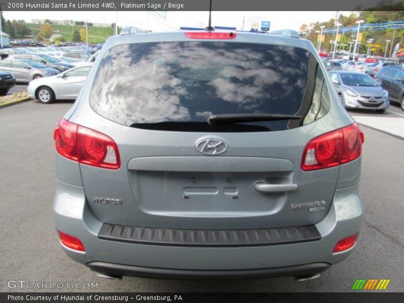 Platinum Sage / Beige 2008 Hyundai Santa Fe Limited 4WD