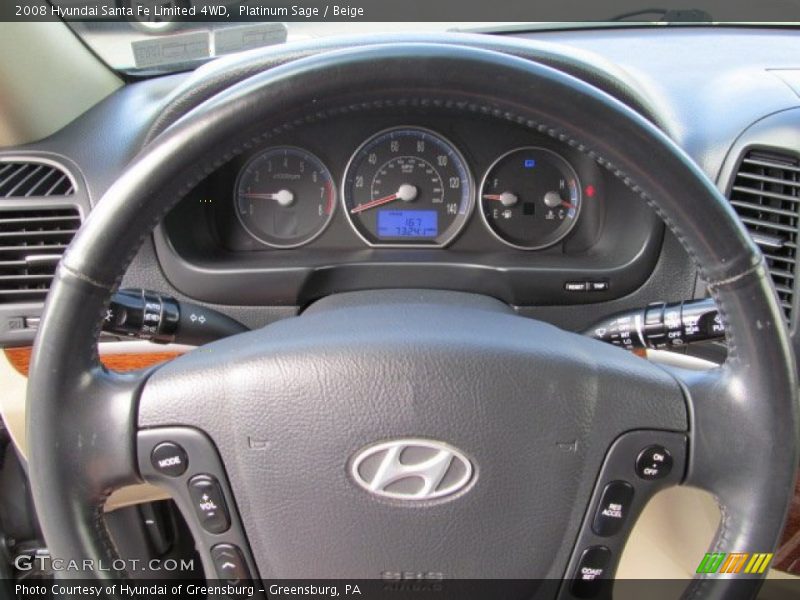 Platinum Sage / Beige 2008 Hyundai Santa Fe Limited 4WD