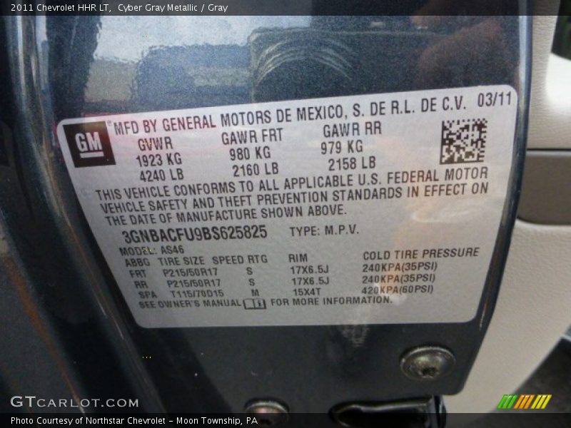 Cyber Gray Metallic / Gray 2011 Chevrolet HHR LT