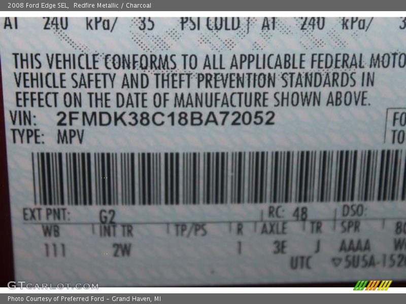 Redfire Metallic / Charcoal 2008 Ford Edge SEL