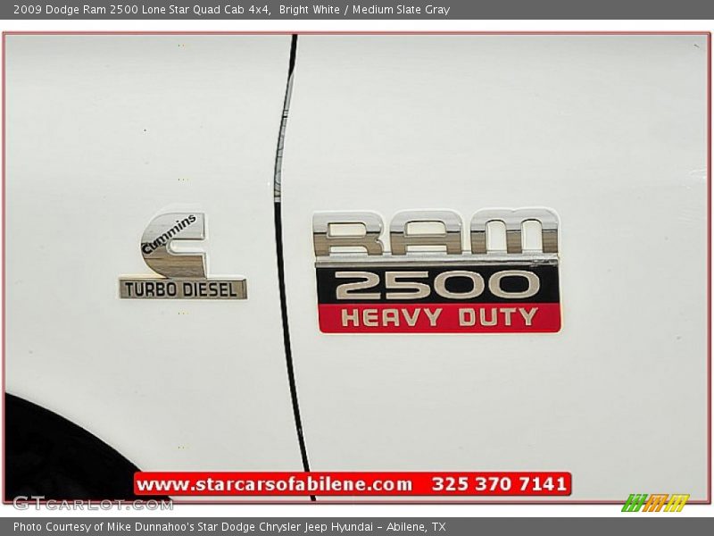 Bright White / Medium Slate Gray 2009 Dodge Ram 2500 Lone Star Quad Cab 4x4