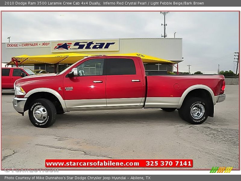 Inferno Red Crystal Pearl / Light Pebble Beige/Bark Brown 2010 Dodge Ram 3500 Laramie Crew Cab 4x4 Dually