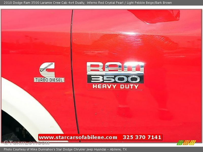 Inferno Red Crystal Pearl / Light Pebble Beige/Bark Brown 2010 Dodge Ram 3500 Laramie Crew Cab 4x4 Dually