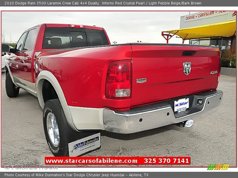 Inferno Red Crystal Pearl / Light Pebble Beige/Bark Brown 2010 Dodge Ram 3500 Laramie Crew Cab 4x4 Dually