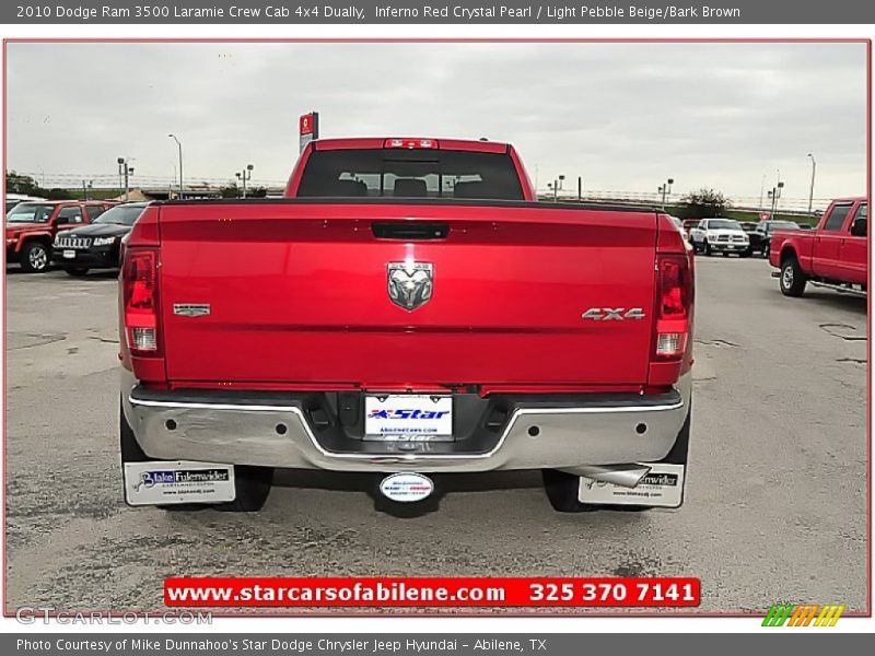 Inferno Red Crystal Pearl / Light Pebble Beige/Bark Brown 2010 Dodge Ram 3500 Laramie Crew Cab 4x4 Dually