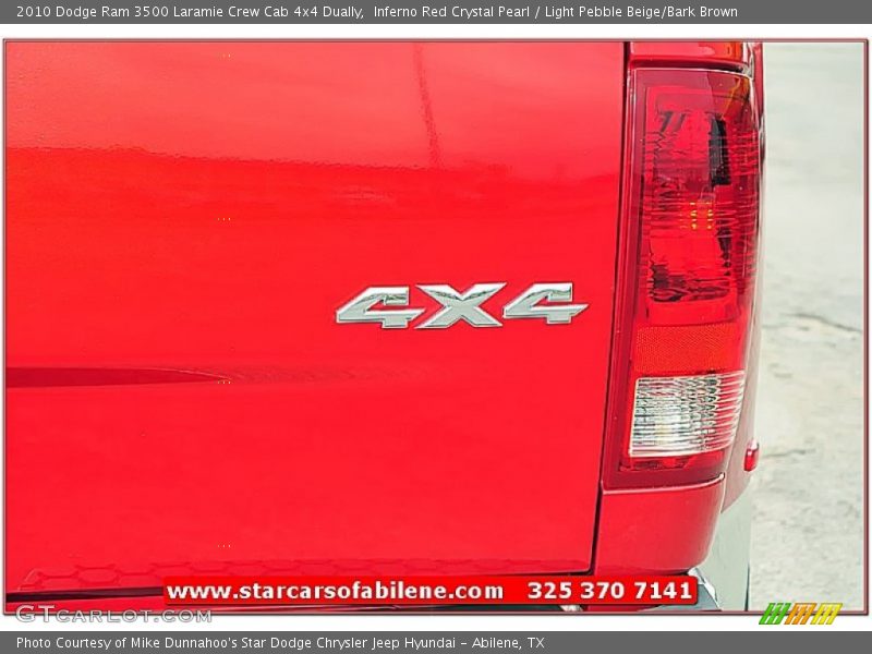 Inferno Red Crystal Pearl / Light Pebble Beige/Bark Brown 2010 Dodge Ram 3500 Laramie Crew Cab 4x4 Dually
