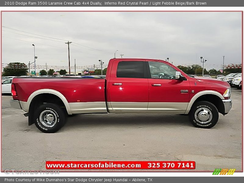 Inferno Red Crystal Pearl / Light Pebble Beige/Bark Brown 2010 Dodge Ram 3500 Laramie Crew Cab 4x4 Dually