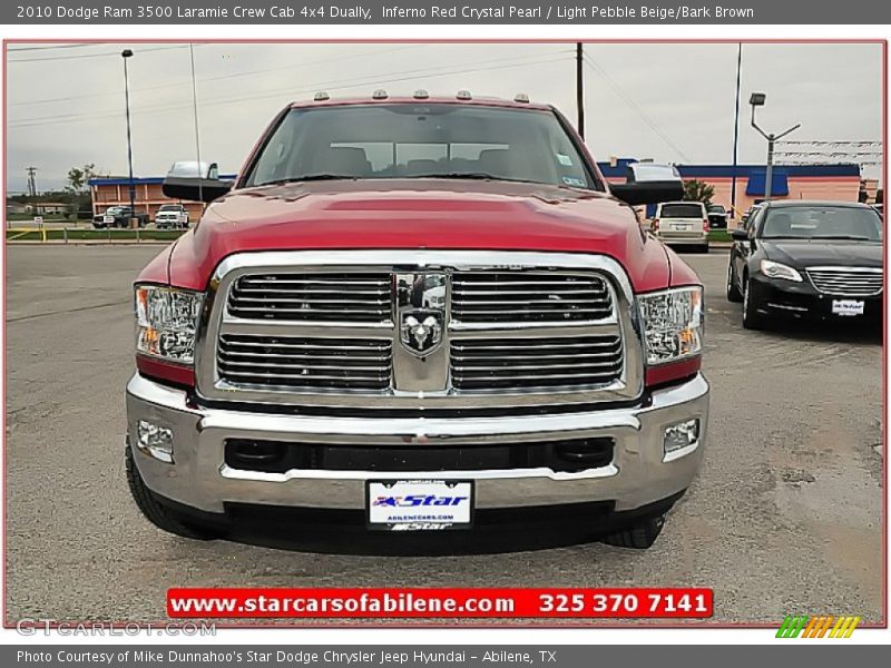 Inferno Red Crystal Pearl / Light Pebble Beige/Bark Brown 2010 Dodge Ram 3500 Laramie Crew Cab 4x4 Dually