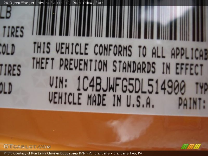 Dozer Yellow / Black 2013 Jeep Wrangler Unlimited Rubicon 4x4