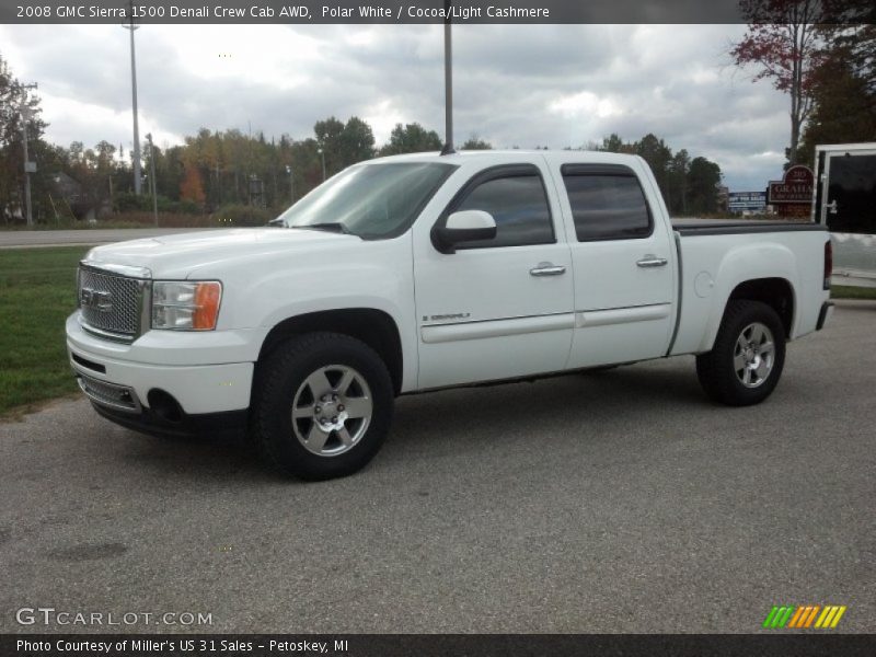 Polar White / Cocoa/Light Cashmere 2008 GMC Sierra 1500 Denali Crew Cab AWD