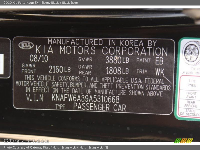 Ebony Black / Black Sport 2010 Kia Forte Koup SX