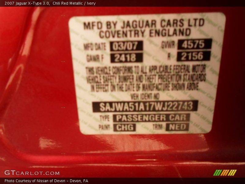 Chili Red Metallic / Ivory 2007 Jaguar X-Type 3.0
