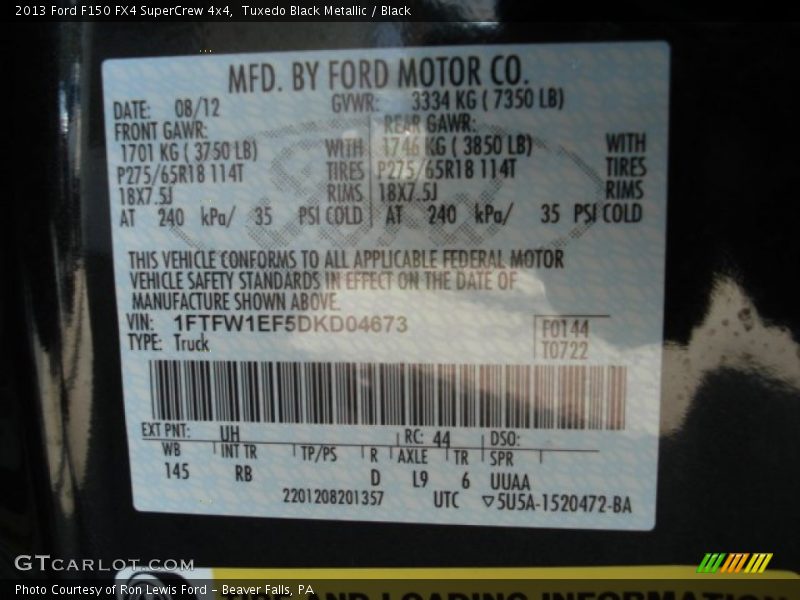 Tuxedo Black Metallic / Black 2013 Ford F150 FX4 SuperCrew 4x4