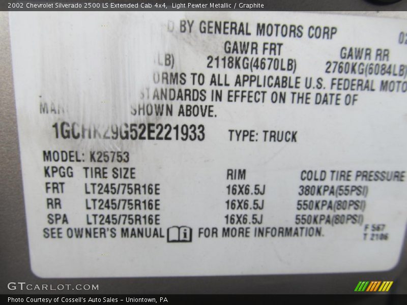 Light Pewter Metallic / Graphite 2002 Chevrolet Silverado 2500 LS Extended Cab 4x4