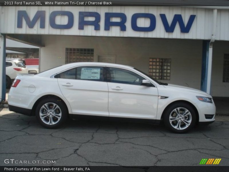 White Platinum Tri-Coat / Charcoal Black 2013 Ford Taurus SEL