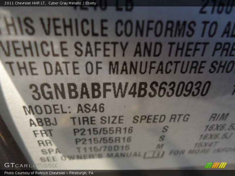 Cyber Gray Metallic / Ebony 2011 Chevrolet HHR LT