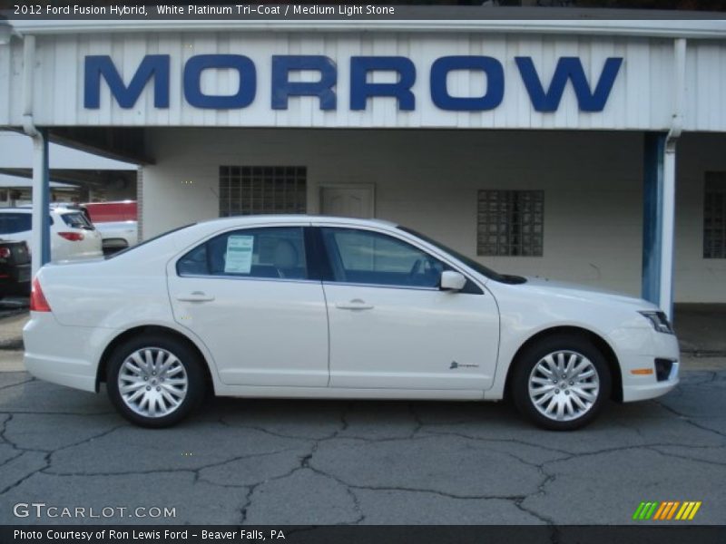 White Platinum Tri-Coat / Medium Light Stone 2012 Ford Fusion Hybrid