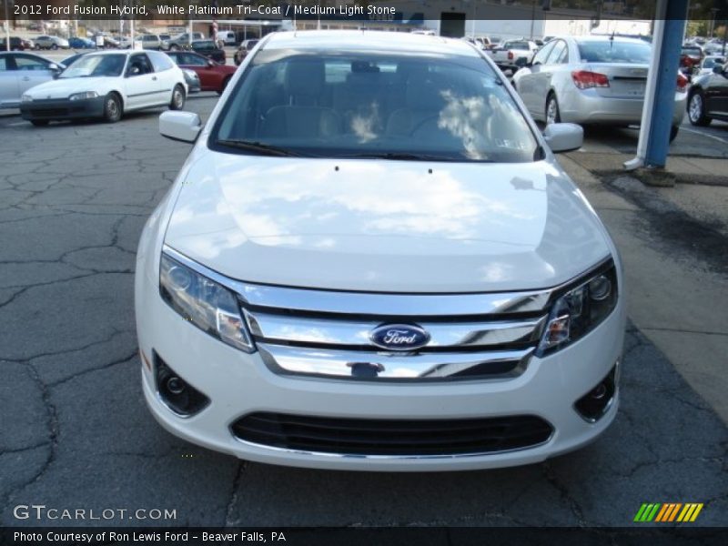 White Platinum Tri-Coat / Medium Light Stone 2012 Ford Fusion Hybrid