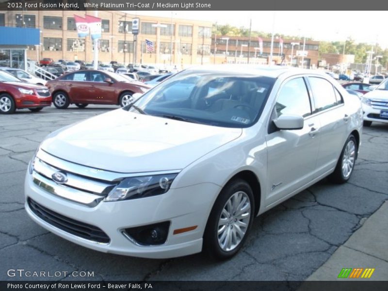 White Platinum Tri-Coat / Medium Light Stone 2012 Ford Fusion Hybrid