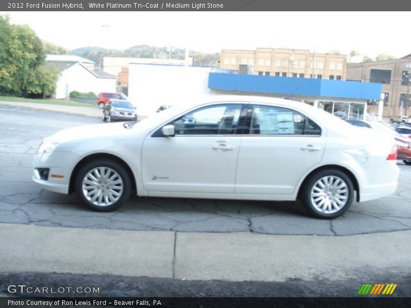 White Platinum Tri-Coat / Medium Light Stone 2012 Ford Fusion Hybrid