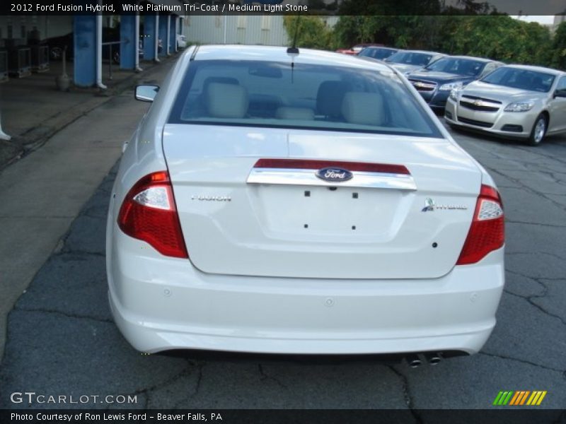 White Platinum Tri-Coat / Medium Light Stone 2012 Ford Fusion Hybrid