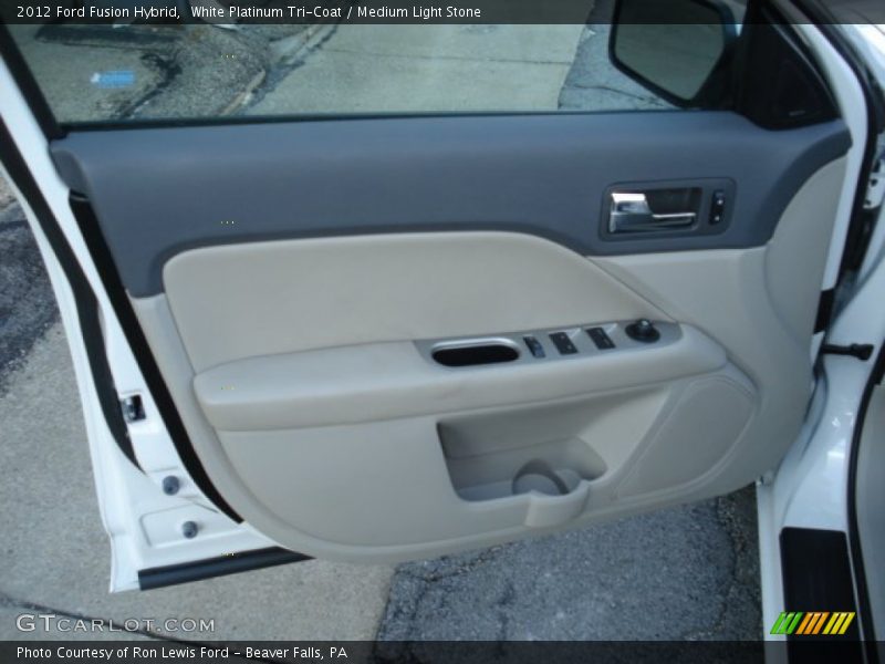 White Platinum Tri-Coat / Medium Light Stone 2012 Ford Fusion Hybrid