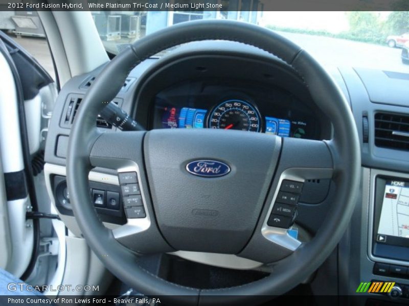 White Platinum Tri-Coat / Medium Light Stone 2012 Ford Fusion Hybrid