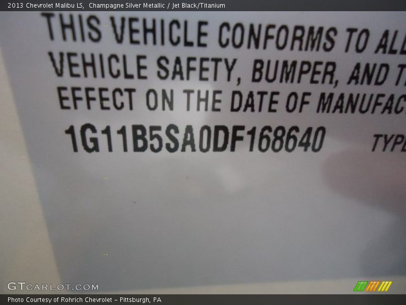 Champagne Silver Metallic / Jet Black/Titanium 2013 Chevrolet Malibu LS