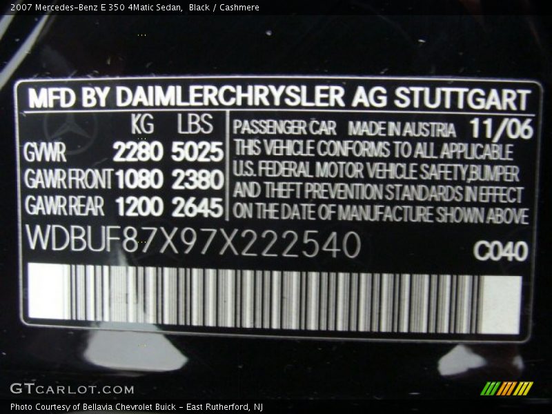 Black / Cashmere 2007 Mercedes-Benz E 350 4Matic Sedan