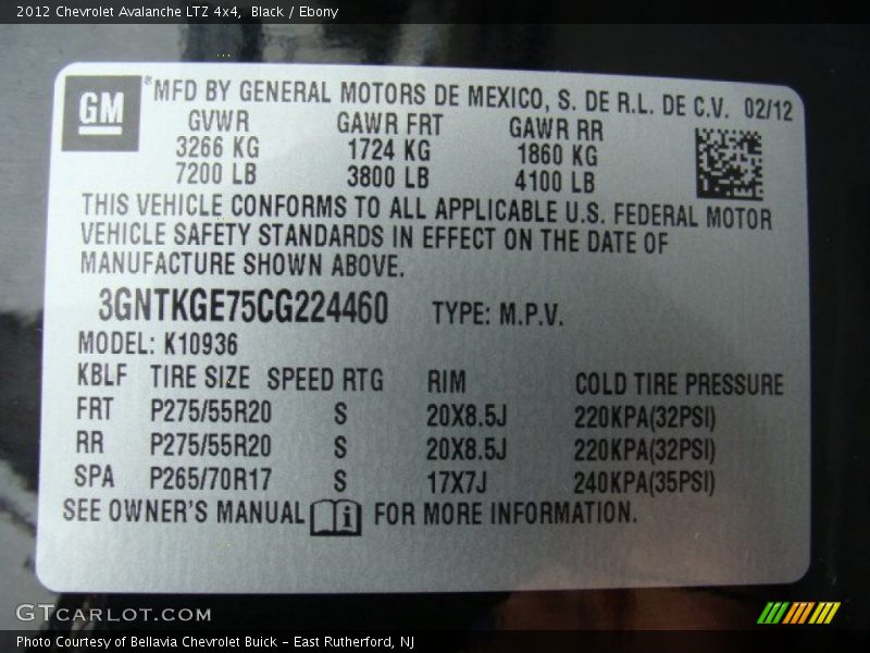 Black / Ebony 2012 Chevrolet Avalanche LTZ 4x4