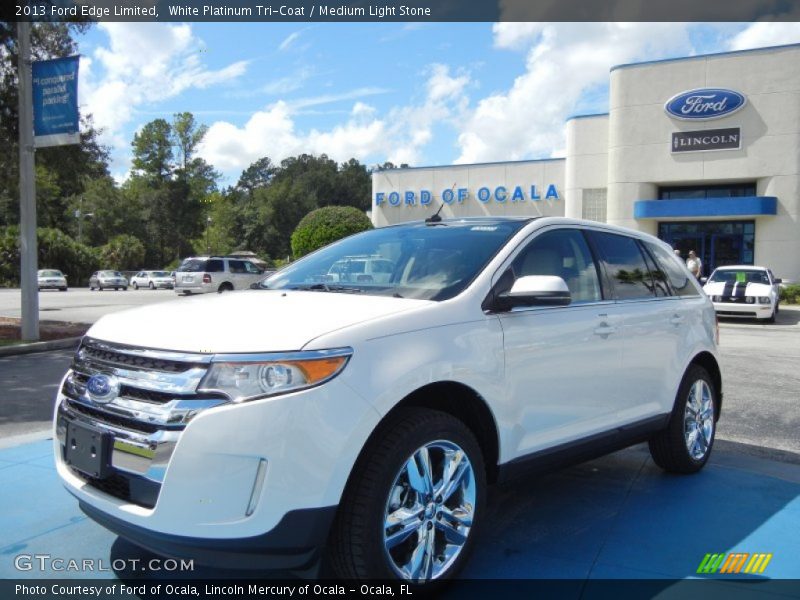 White Platinum Tri-Coat / Medium Light Stone 2013 Ford Edge Limited