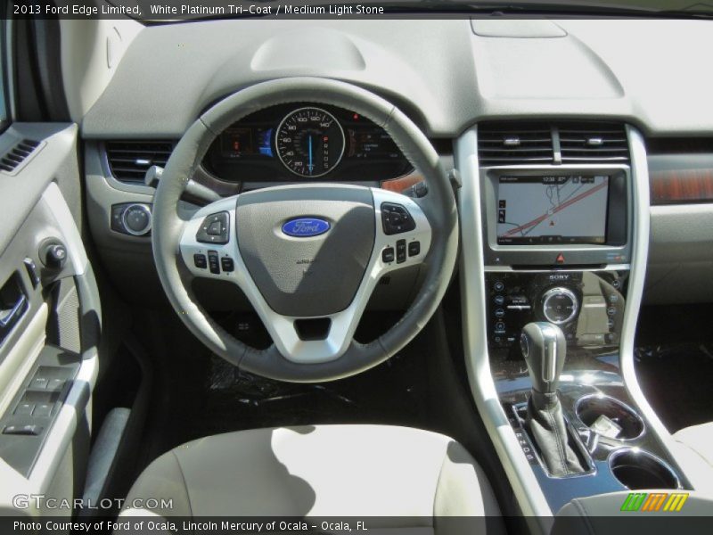 White Platinum Tri-Coat / Medium Light Stone 2013 Ford Edge Limited