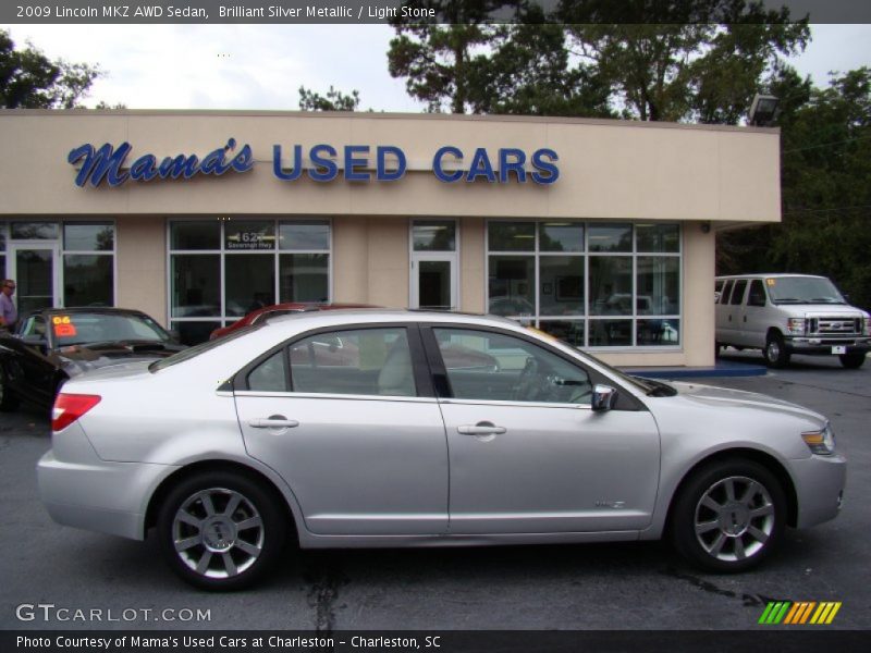 Brilliant Silver Metallic / Light Stone 2009 Lincoln MKZ AWD Sedan