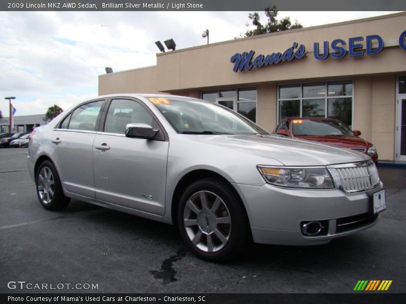 Brilliant Silver Metallic / Light Stone 2009 Lincoln MKZ AWD Sedan